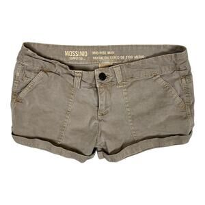 Vintage Mossimo Supply Shorts Juniors 00 Beige Mid-Rise Midi Chino Y2K
